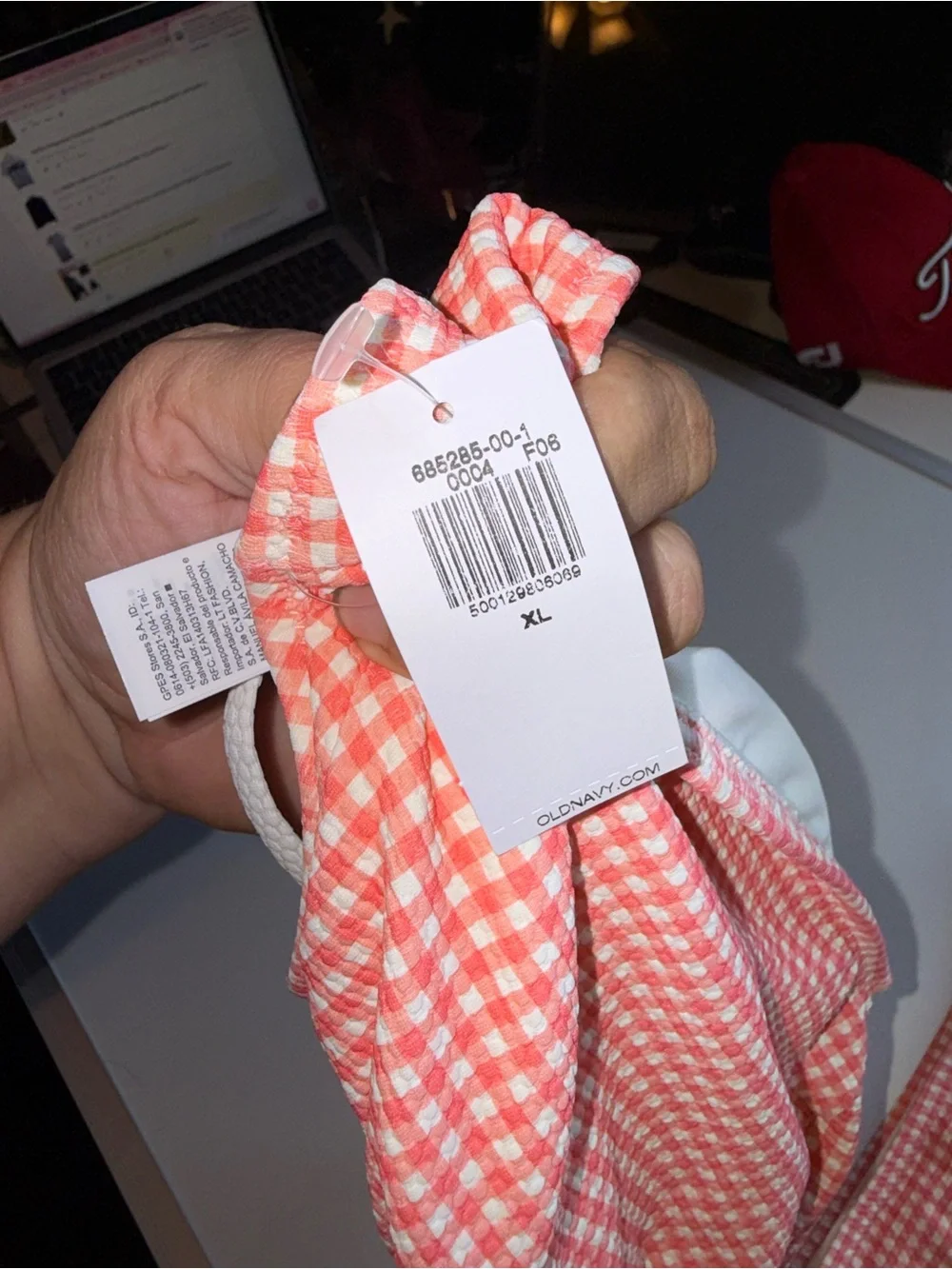 Old Navy Red and White Gingham High-Waist Bikini Set